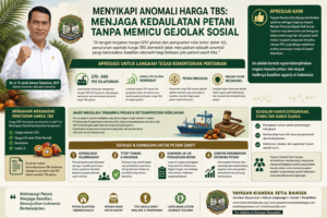 Menyikapi Anomali Harga TBS: Menjaga Kedaulatan Petani Tanpa Memicu Gejolak Sosial, Penegakan Hukum, Stabilitas Pasar, dan Perlindungan Hak Petani Sawit Indonesia.
