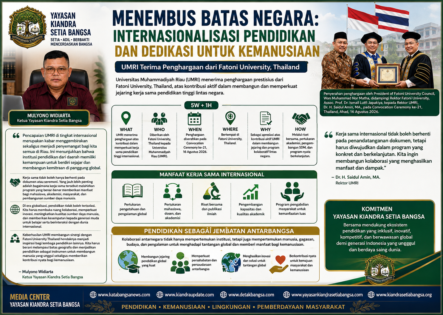 Menembus Batas Negara: Internasionalisasi Pendidikan dan Dedikasi untuk Kemanusiaan